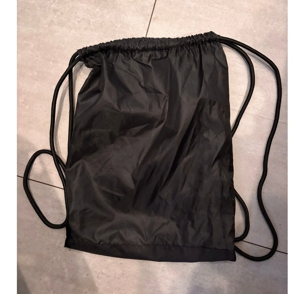 TYR Drawstring Backpack Black Cinch Bag Swim Gym Sack with Front Zipper Pocket